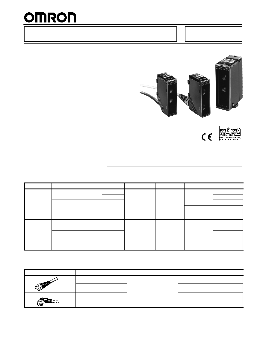 E3GMR19 (Omron) E3G Longdistance Photoelectric Sensor Data Sheet