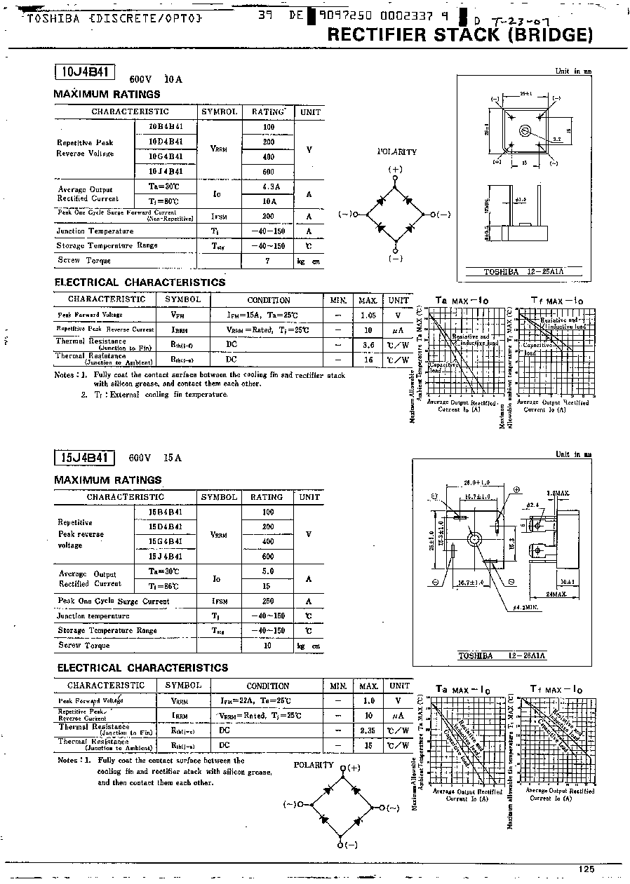 15D4B41 (Toshiba) RECTIFIER STACK (BRIDGE) HTML.datasheet