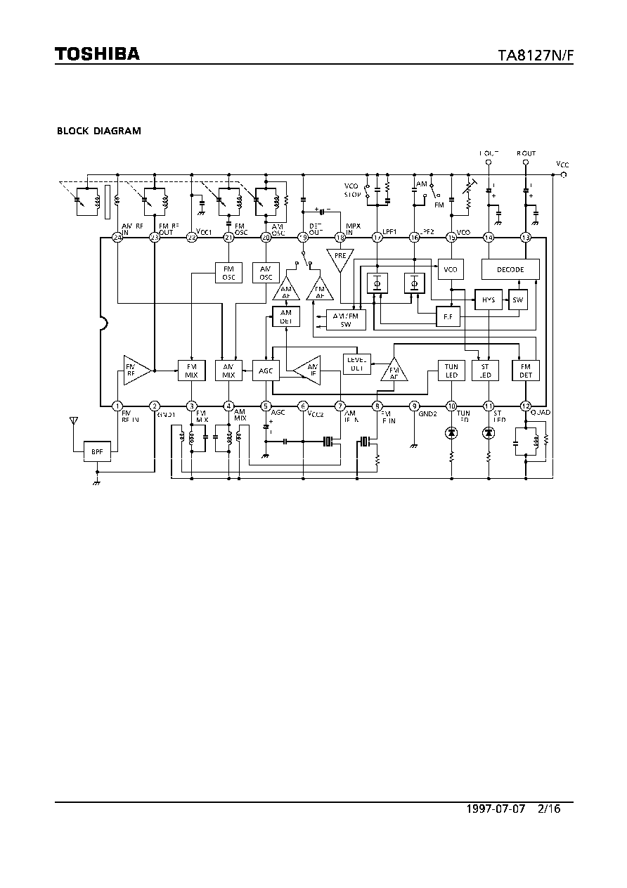 TA8127N (Toshiba) - 3V AM/FM 1CHIP TUNER IC | HTML.datasheet